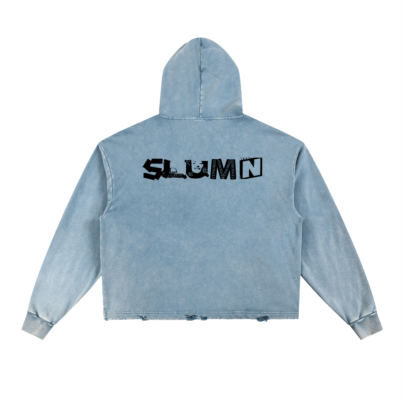 Vintage Washed Frayed-Hem Hoodie