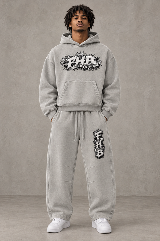 SLUMn FHB Vintage Wash Barrel-Leg Fleece Sweatpants