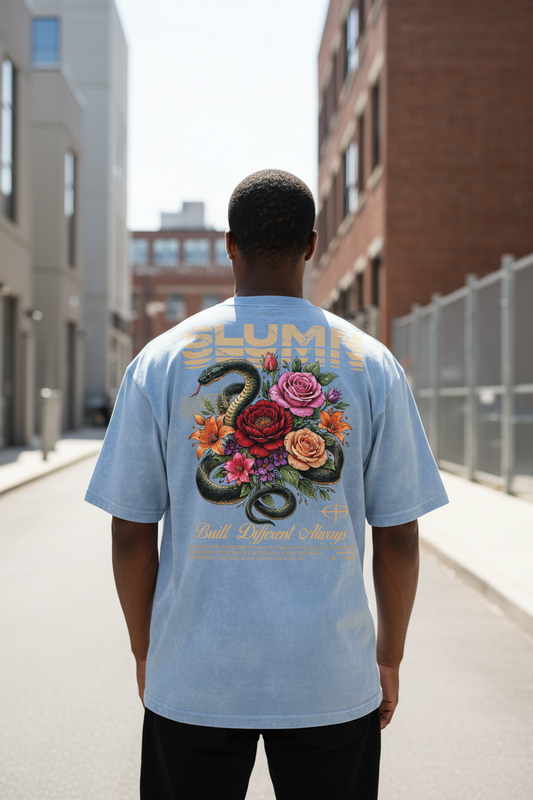 SLUMn Built Different Snow Washed Oversized Cotton T-Shirt