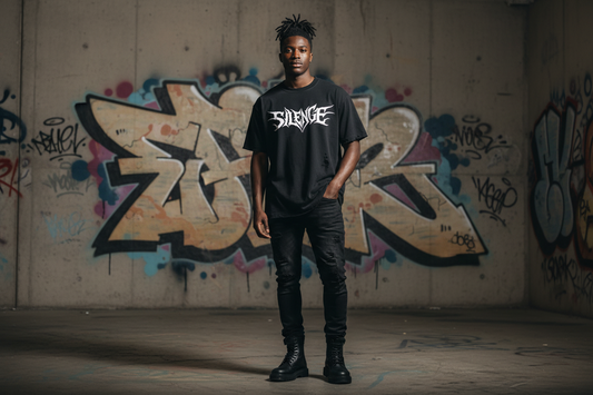 SLUMn SILENCE Vintage Wash Distressed Drop-Shoulder Tee