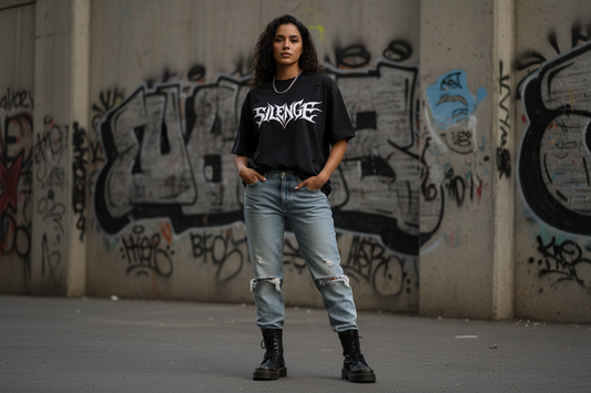 SLUMn SILENCE Vintage Wash Distressed Drop-Shoulder Tee