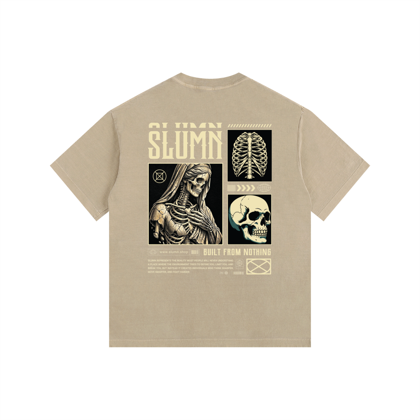 SLUMn built from nothing Vintage Washed Oversized Cotton Tee - Premium Heavyweight 260gsm