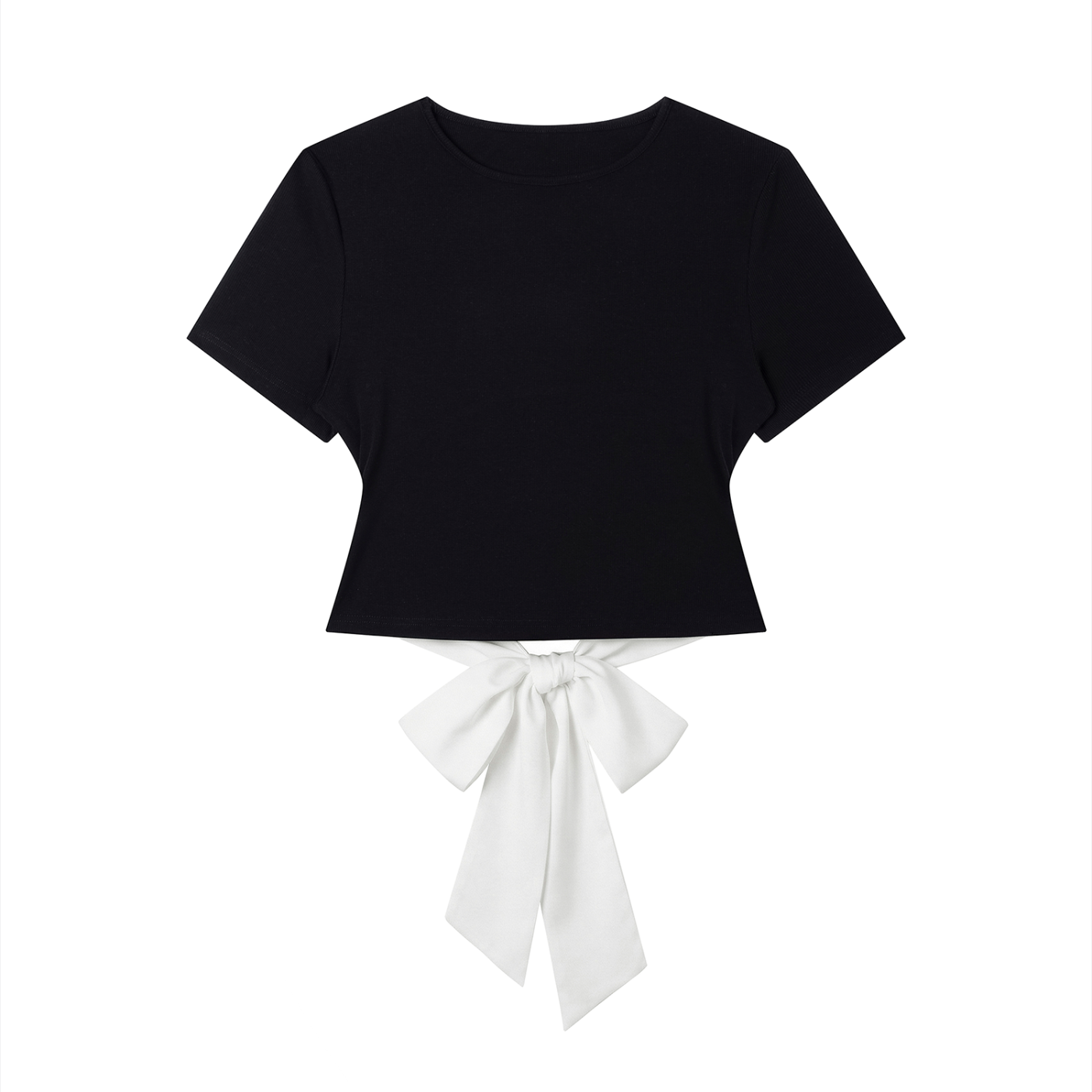 SLUMn Women's Cropped Bodycon Tee – Patchwork Knotted Detail