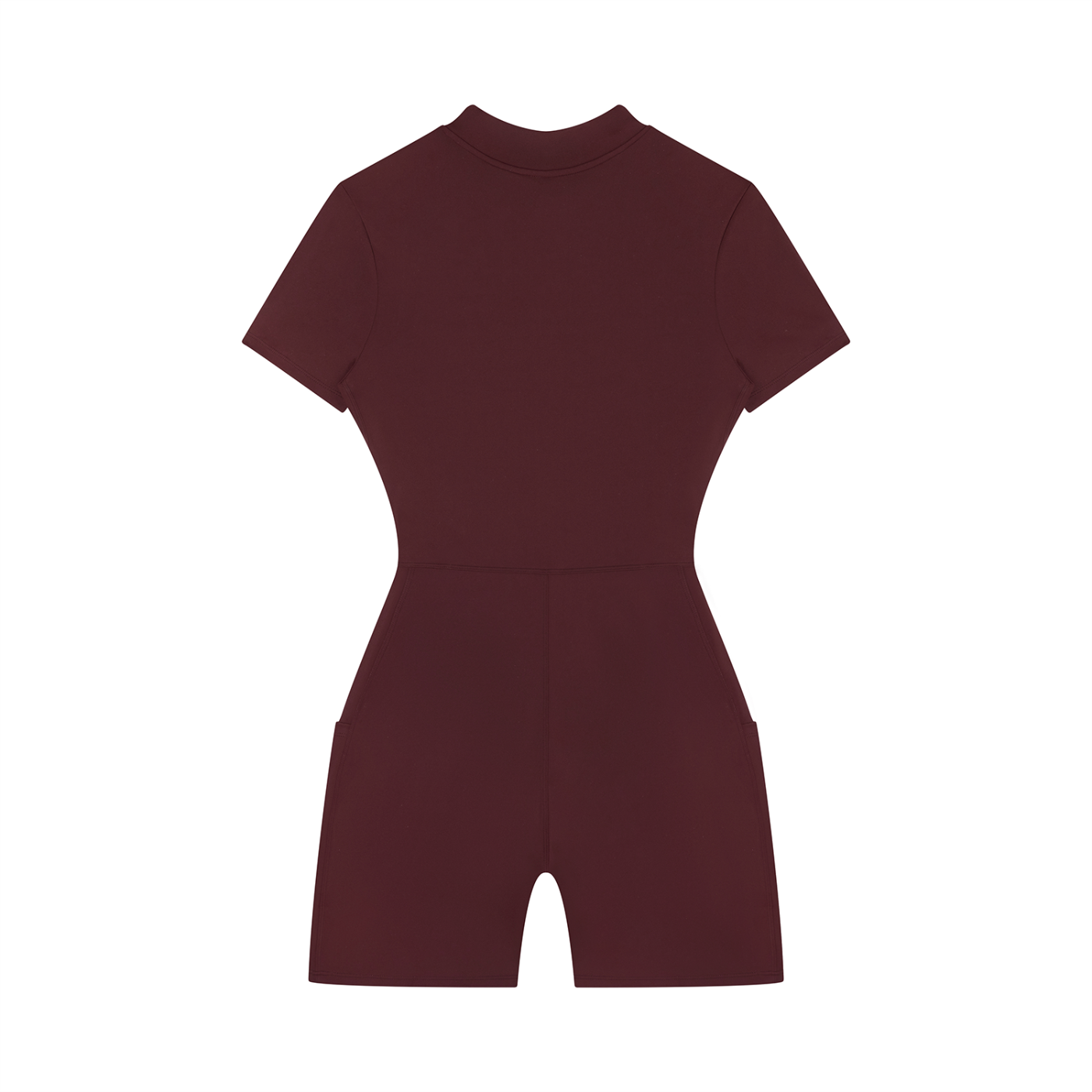 Quarter-Zip Short Sleeve Romper – Stretch Nylon Bodycon