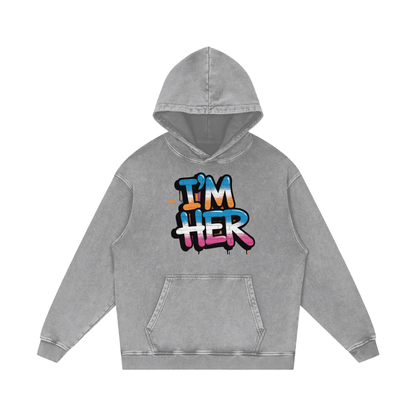 Snow Washed Loose I'm HER Cotton Hoodie
