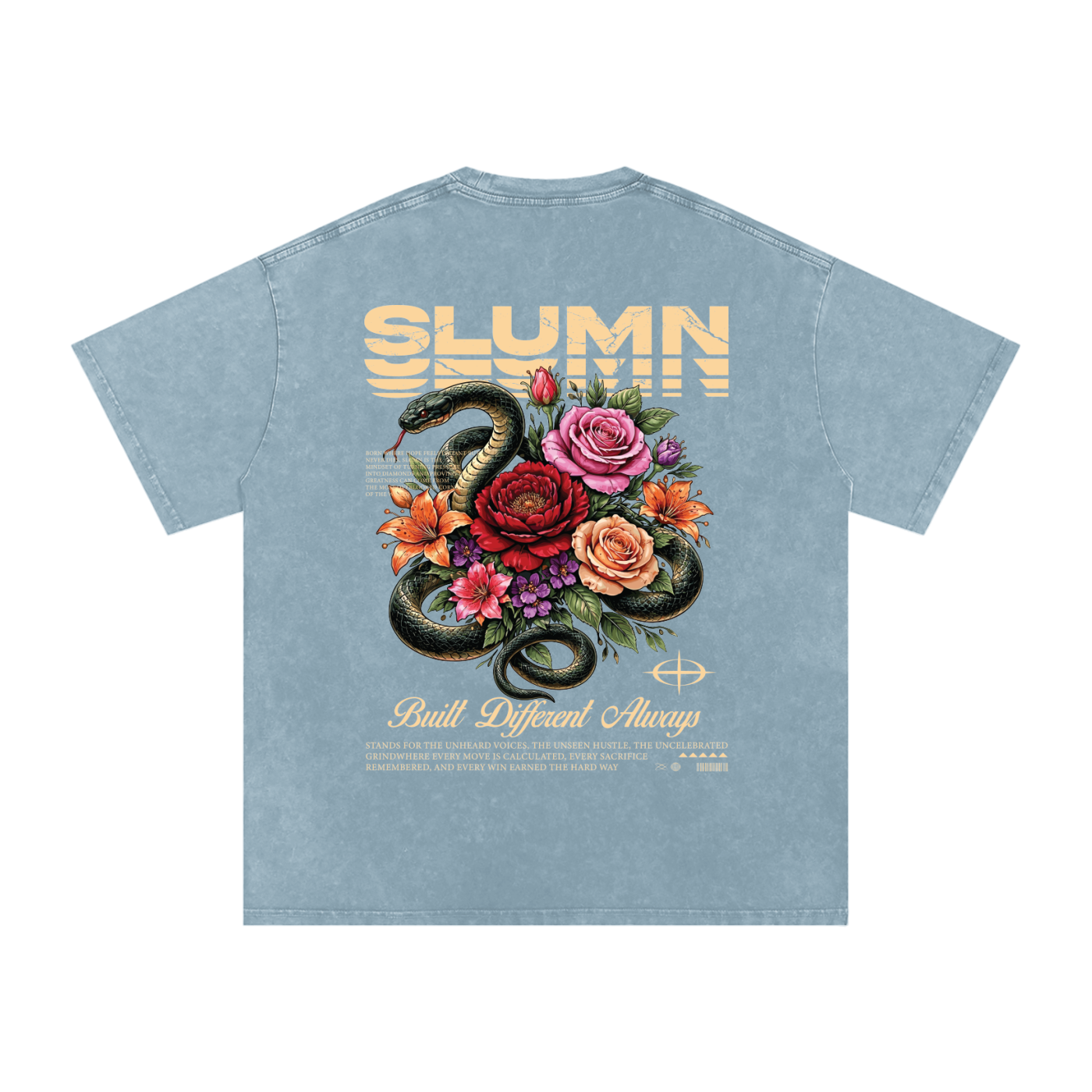 SLUMn Built Different Snow Washed Oversized Cotton T-Shirt