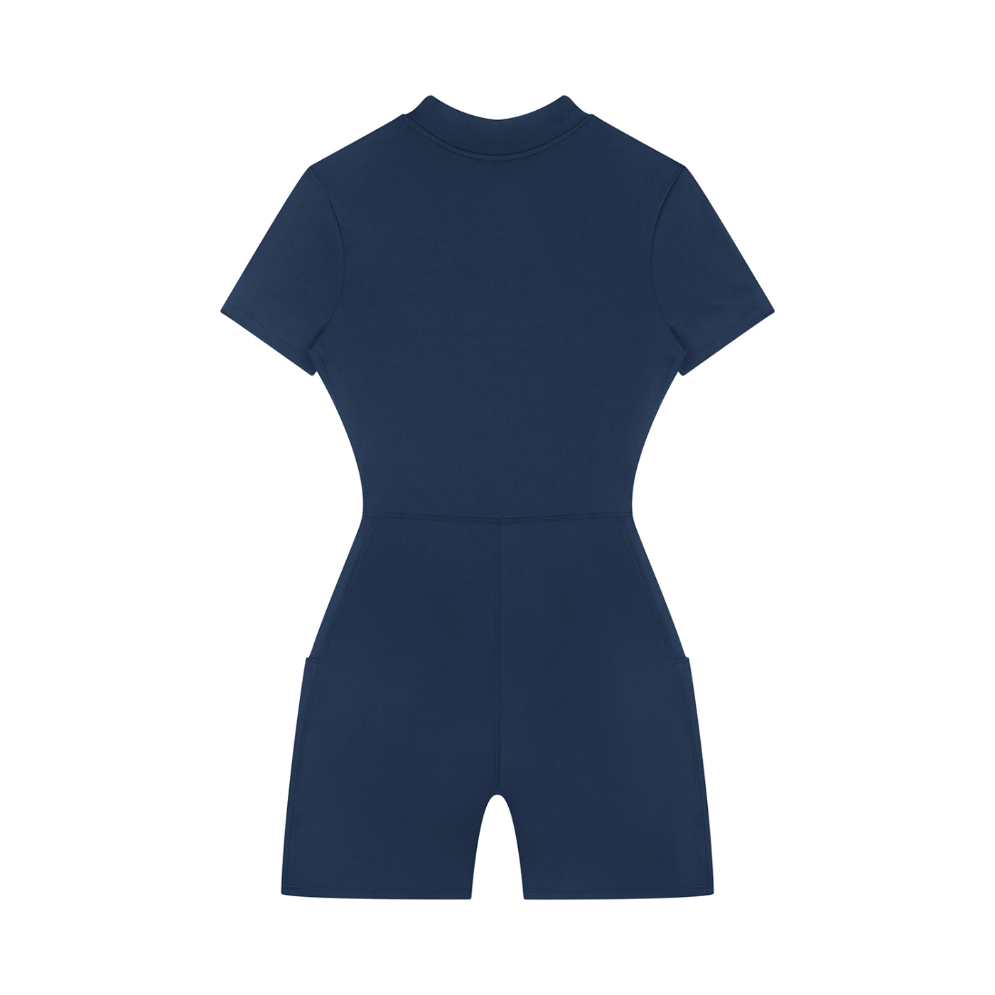 Quarter-Zip Short Sleeve Romper – Stretch Nylon Bodycon