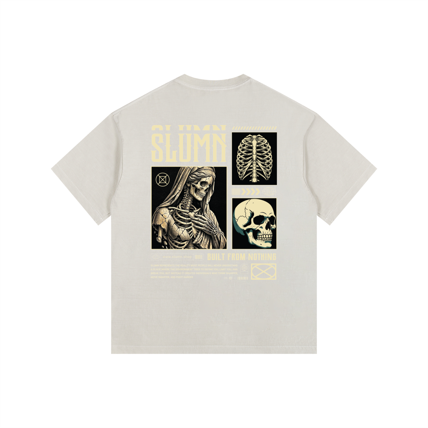 SLUMn built from nothing Vintage Washed Oversized Cotton Tee - Premium Heavyweight 260gsm