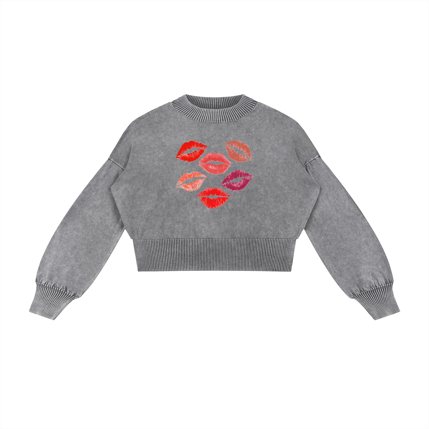 SLUMn Kisses Mineral Wash Balloon Sleeve Cropped Sweater