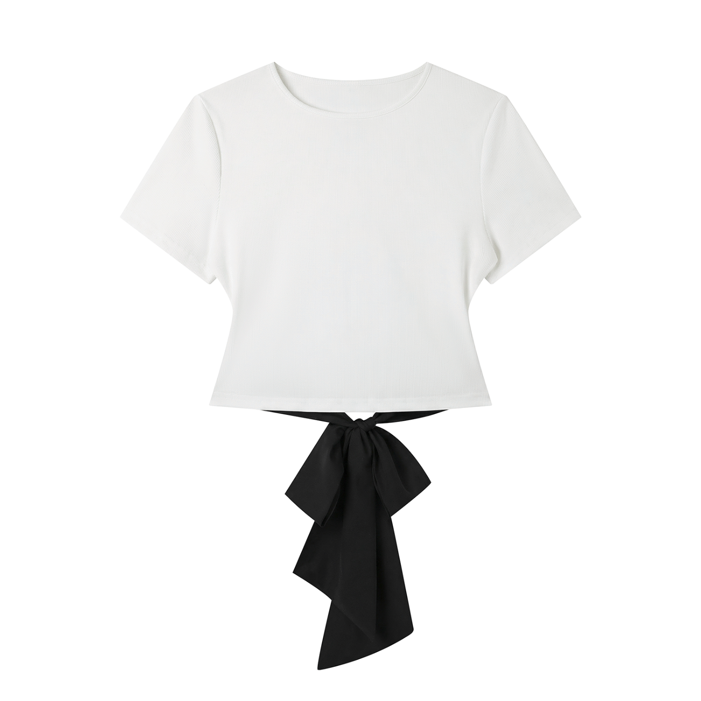 SLUMn Women's Cropped Bodycon Tee – Patchwork Knotted Detail