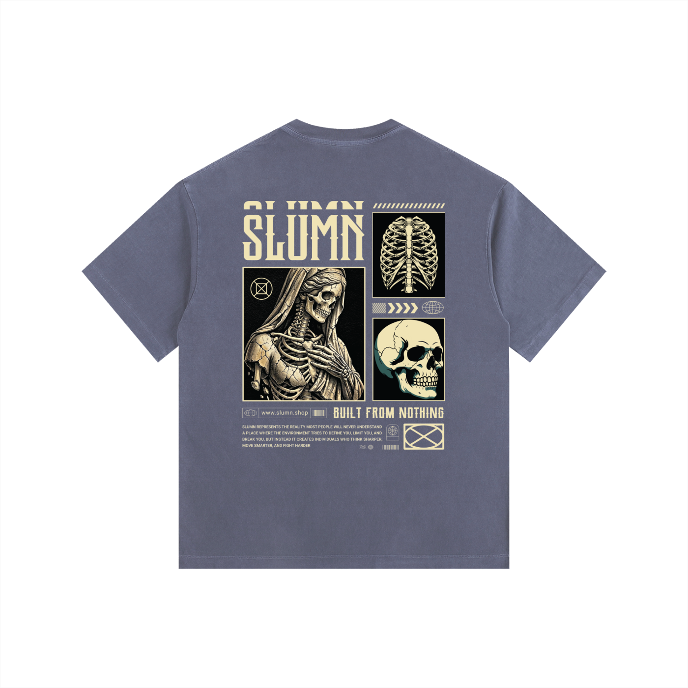 SLUMn built from nothing Vintage Washed Oversized Cotton Tee - Premium Heavyweight 260gsm