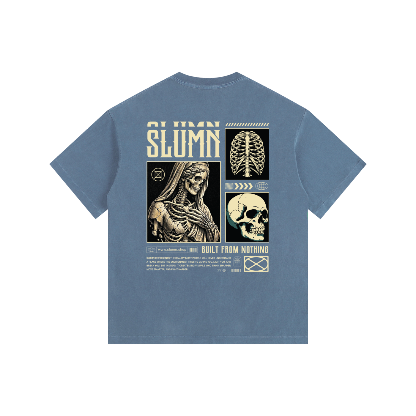 SLUMn built from nothing Vintage Washed Oversized Cotton Tee - Premium Heavyweight 260gsm