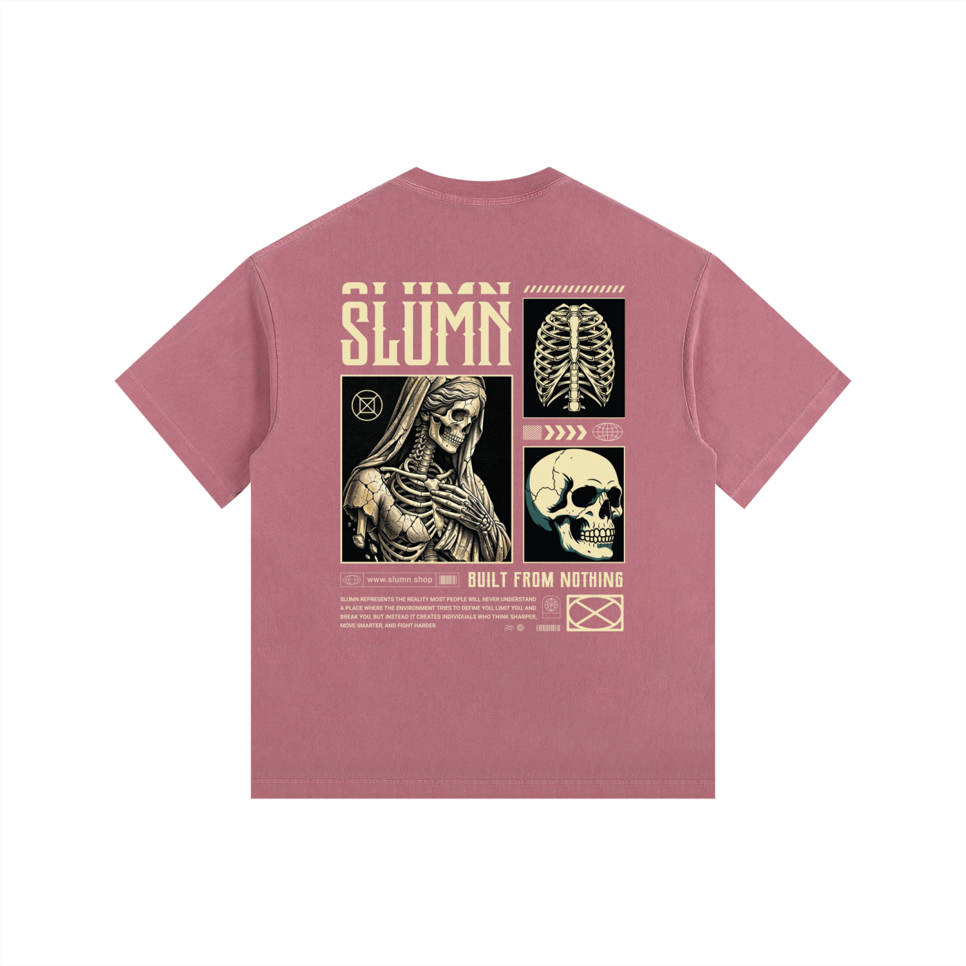SLUMn built from nothing Vintage Washed Oversized Cotton Tee - Premium Heavyweight 260gsm