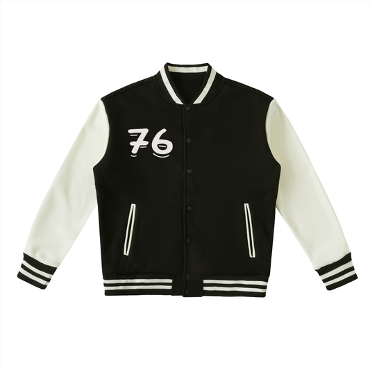 Two-Tone Fleeced Varsity Jacket