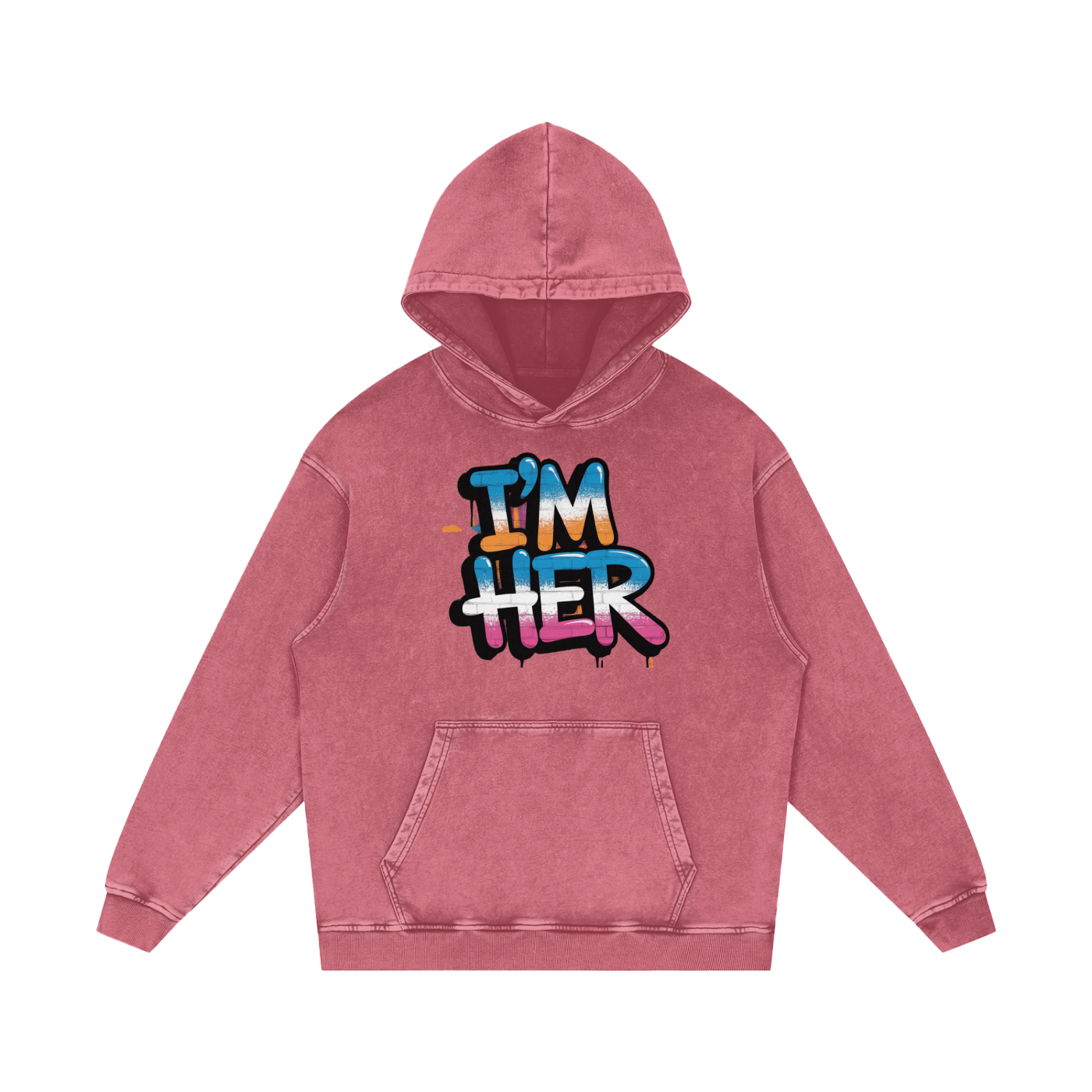 Snow Washed Loose I'm HER Cotton Hoodie