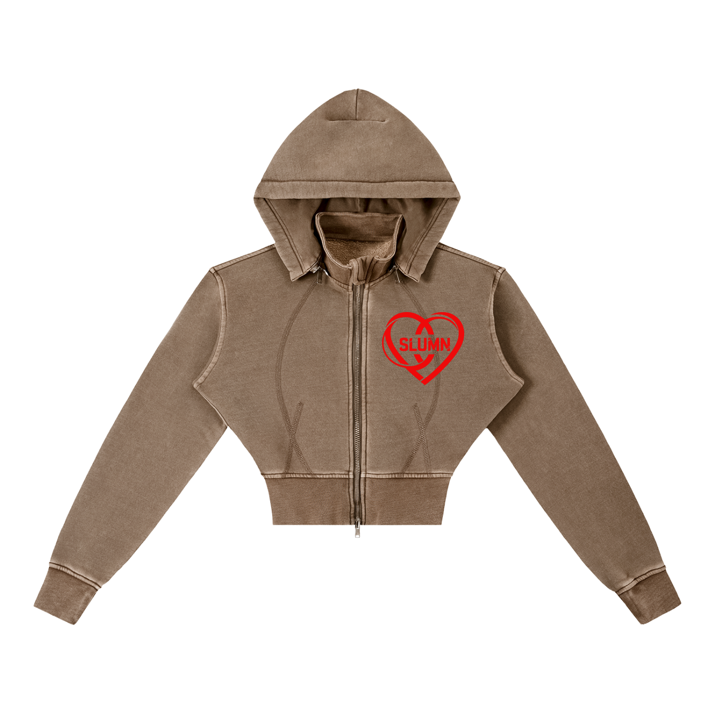 Vintage Washed Cropped Fleece Hoodie