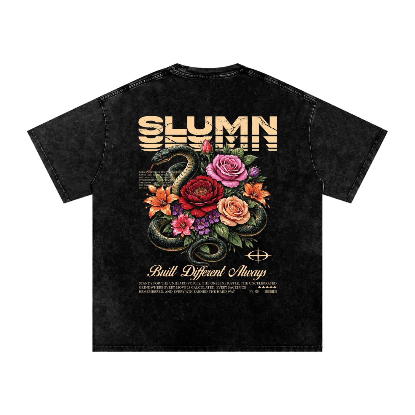 SLUMn Built Different Snow Washed Oversized Cotton T-Shirt