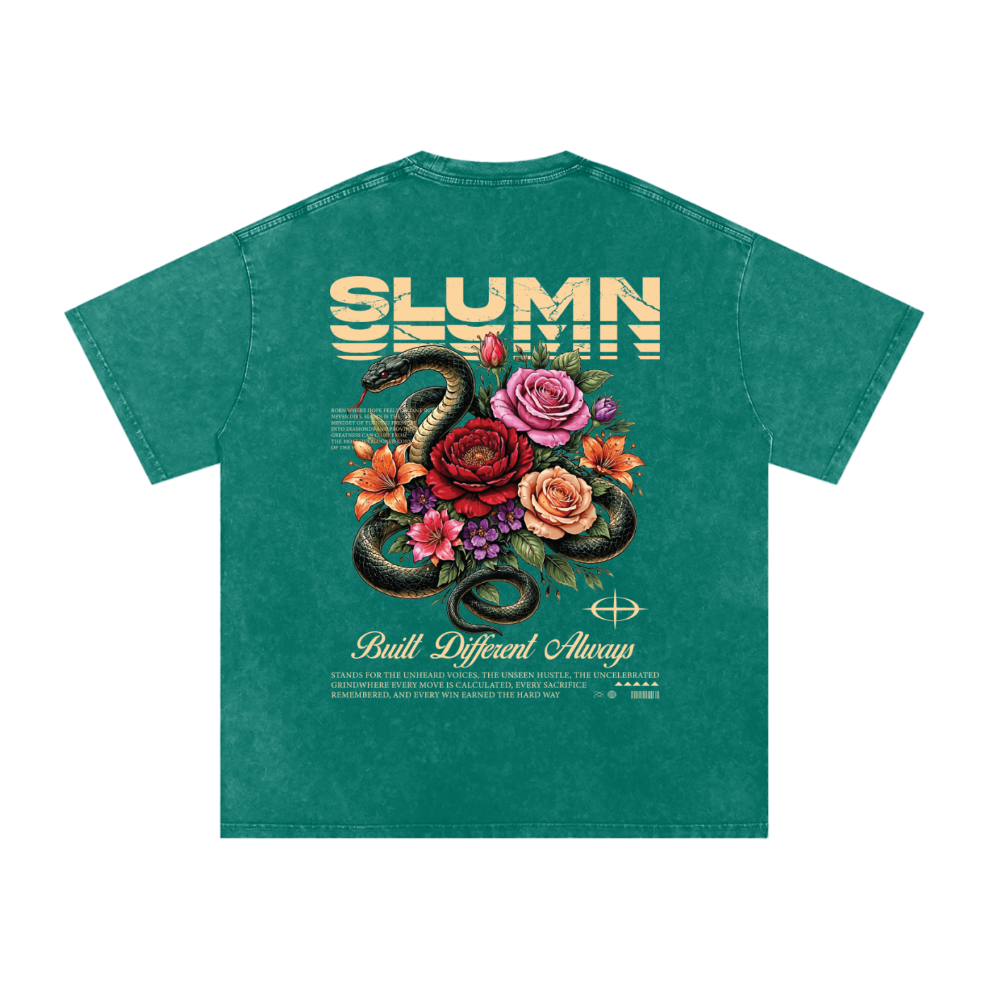 SLUMn Built Different Snow Washed Oversized Cotton T-Shirt