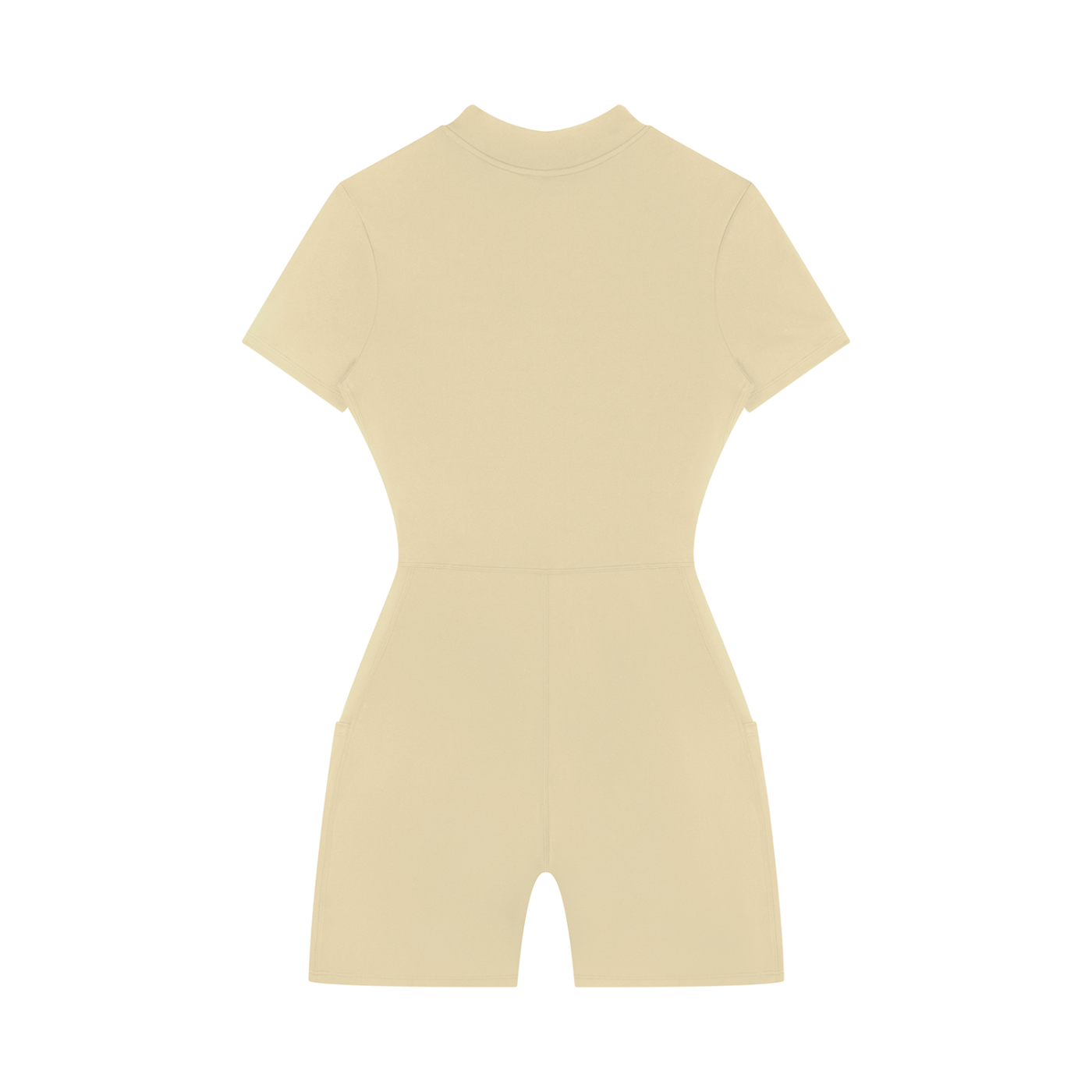 Quarter-Zip Short Sleeve Romper – Stretch Nylon Bodycon