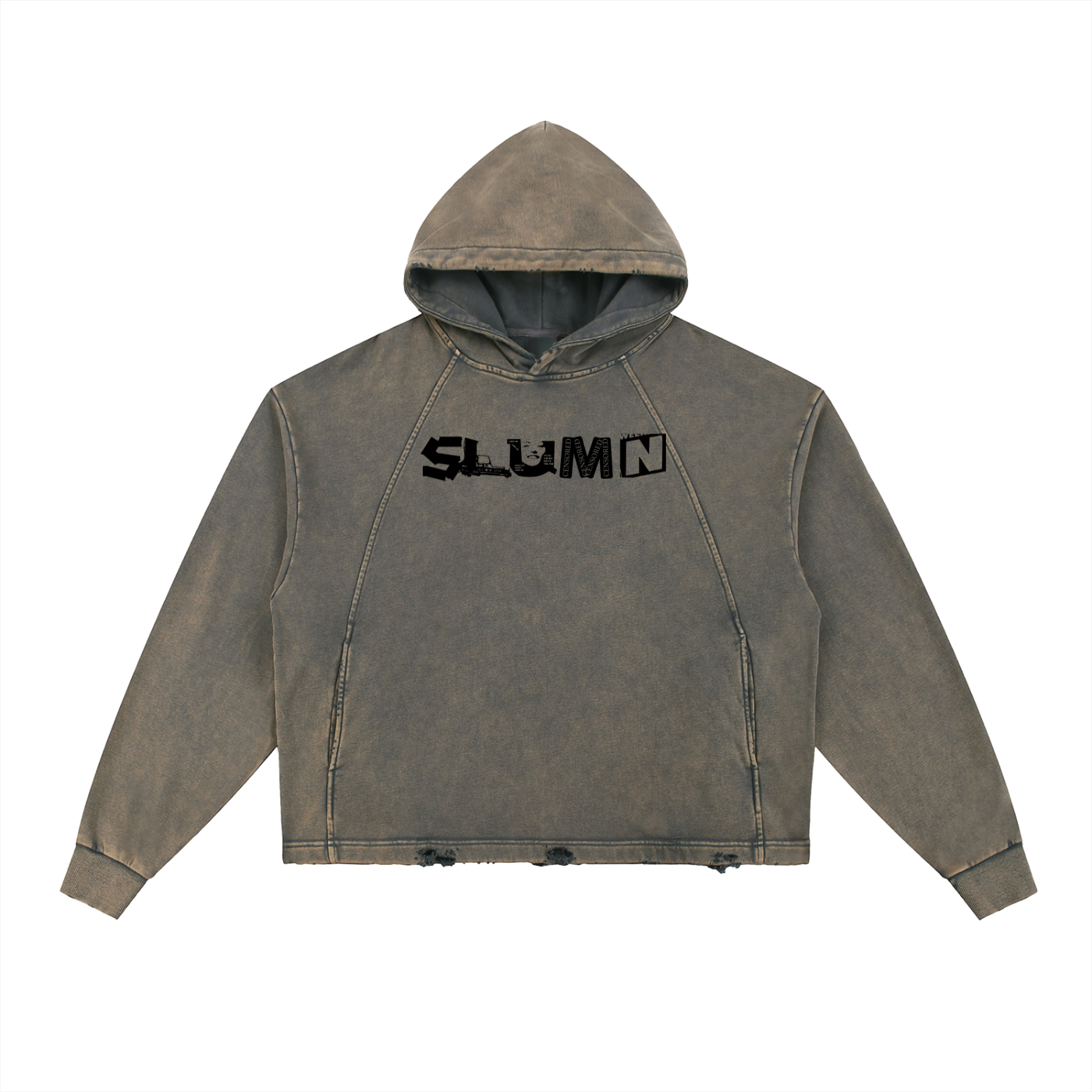 Vintage Washed Frayed-Hem Hoodie