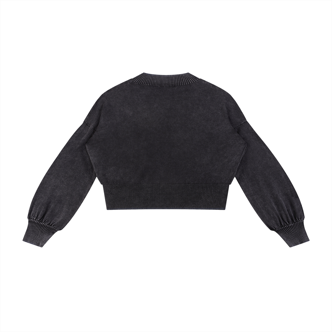 Mineral Wash Balloon Sleeve Cropped Sweater