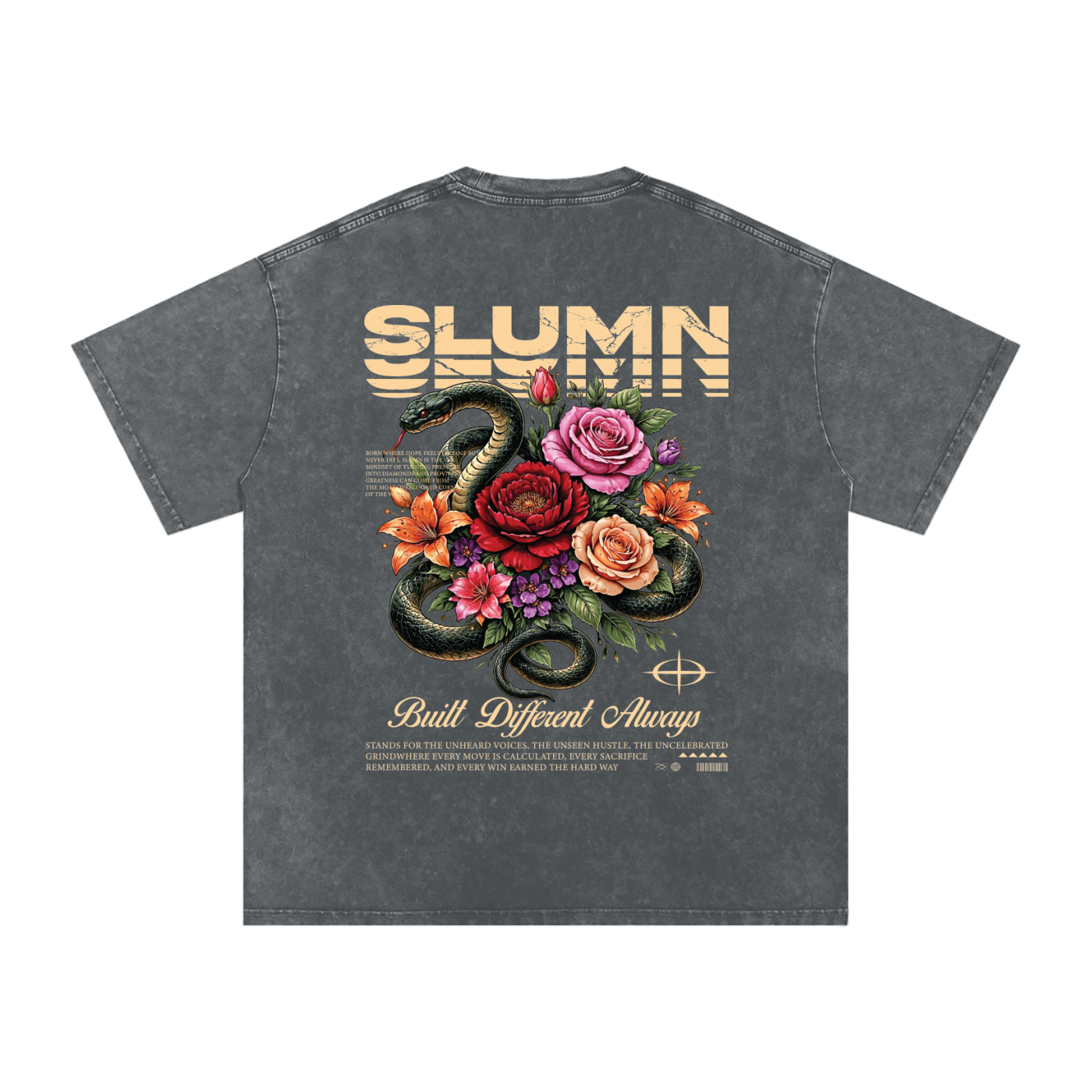 SLUMn Built Different Snow Washed Oversized Cotton T-Shirt