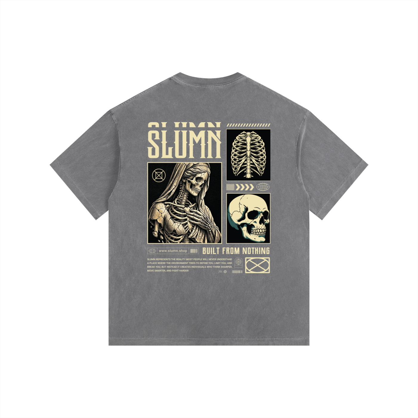 SLUMn built from nothing Vintage Washed Oversized Cotton Tee - Premium Heavyweight 260gsm