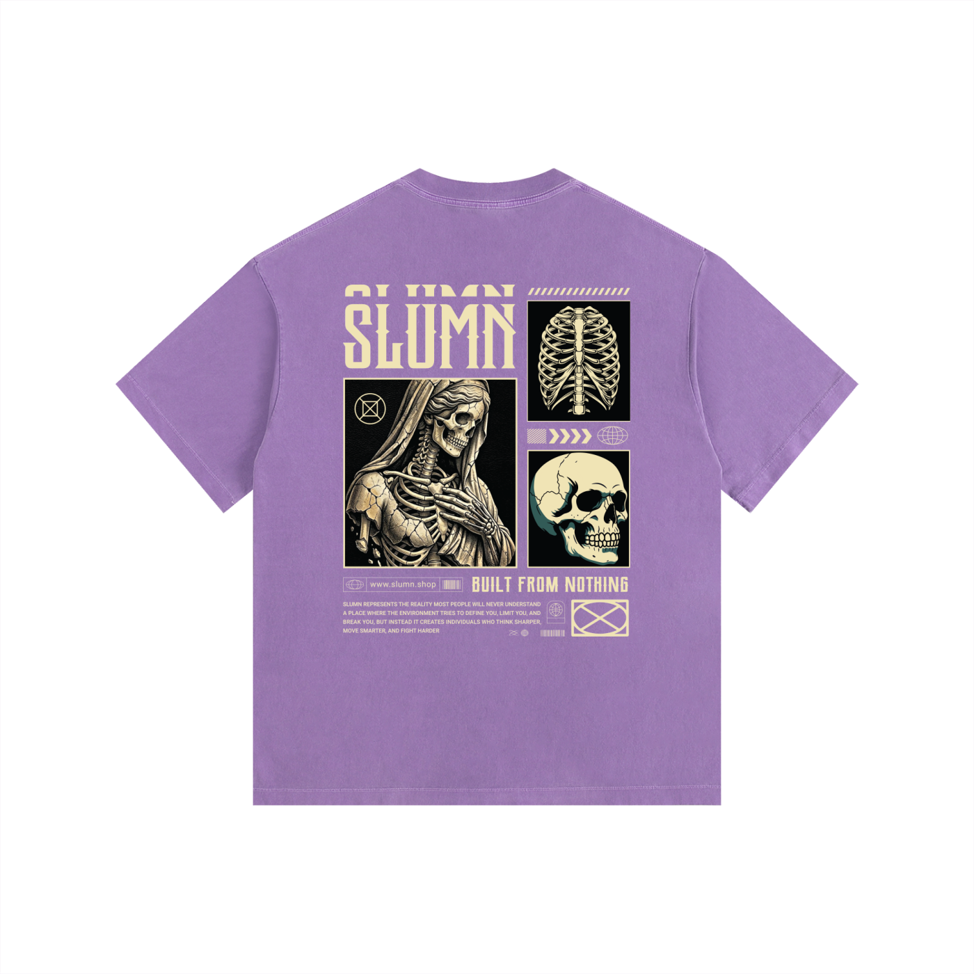 SLUMn built from nothing Vintage Washed Oversized Cotton Tee - Premium Heavyweight 260gsm
