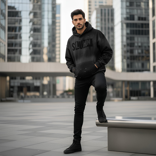 SLUMn Vintage Wash Frayed Fleece Hoodie - 360 GSM