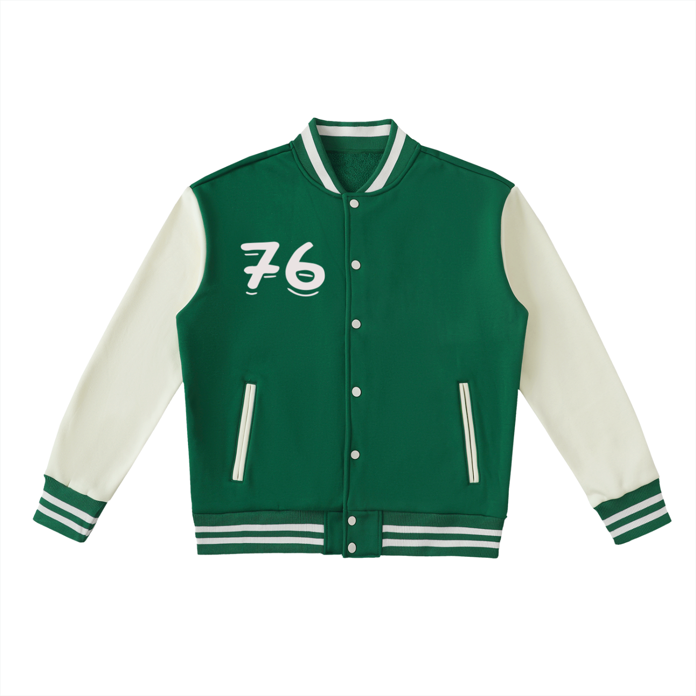 Two-Tone Fleeced Varsity Jacket