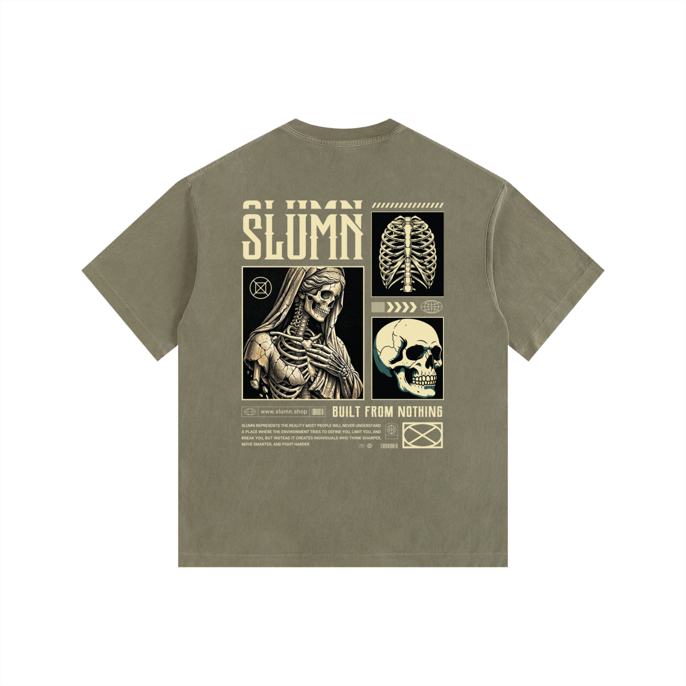 SLUMn built from nothing Vintage Washed Oversized Cotton Tee - Premium Heavyweight 260gsm
