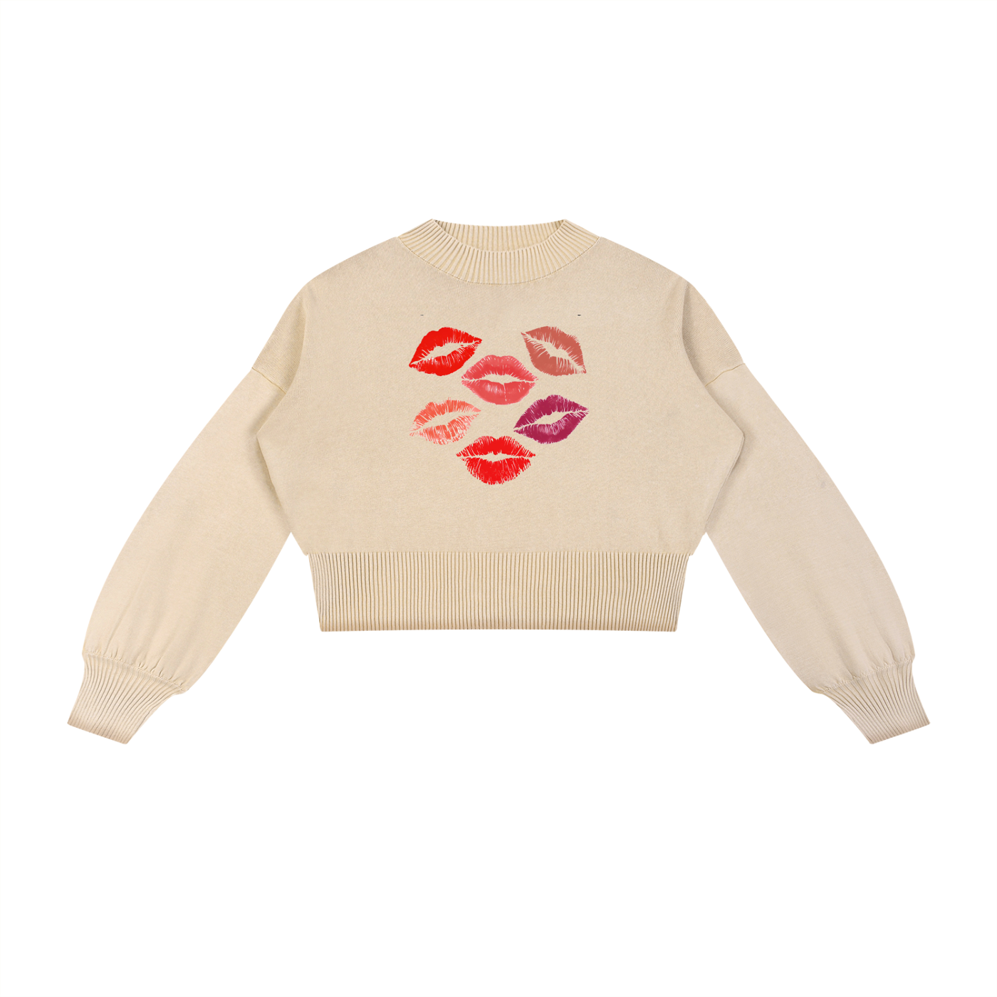 SLUMn Kisses Mineral Wash Balloon Sleeve Cropped Sweater