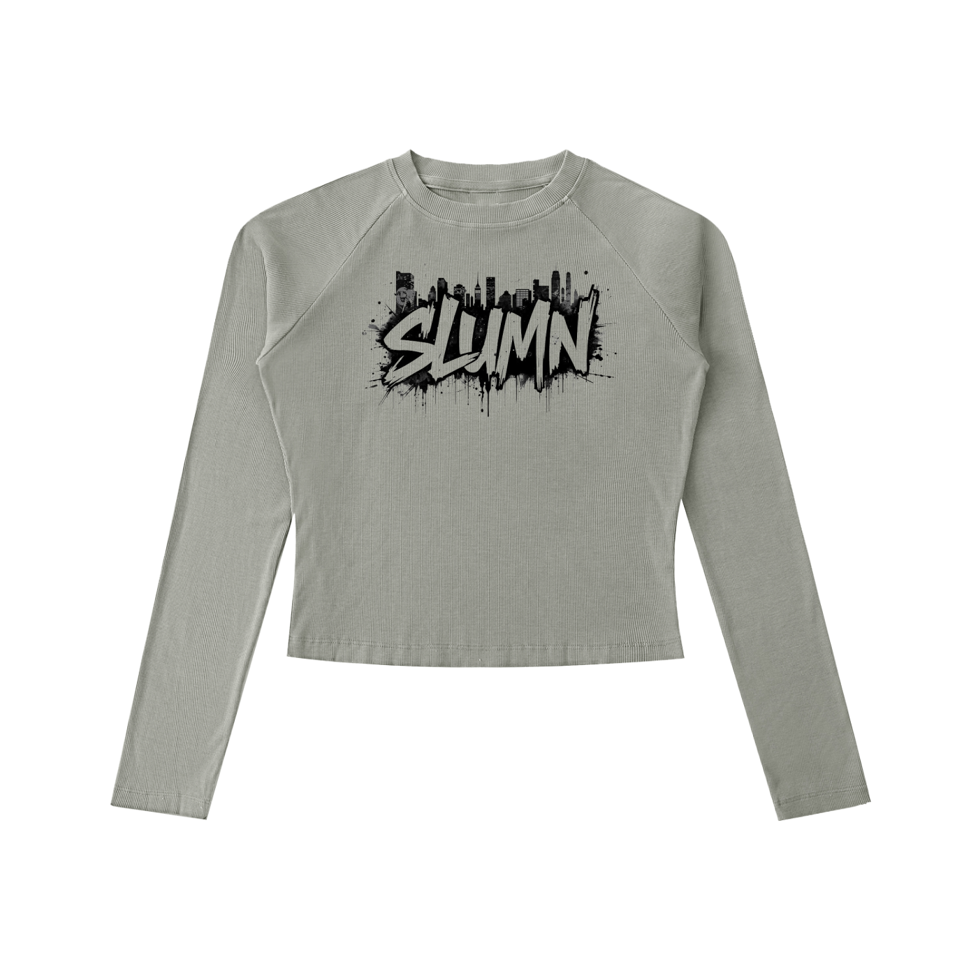 Dyed Washed Raglan Long Sleeve Slim T-Shirt