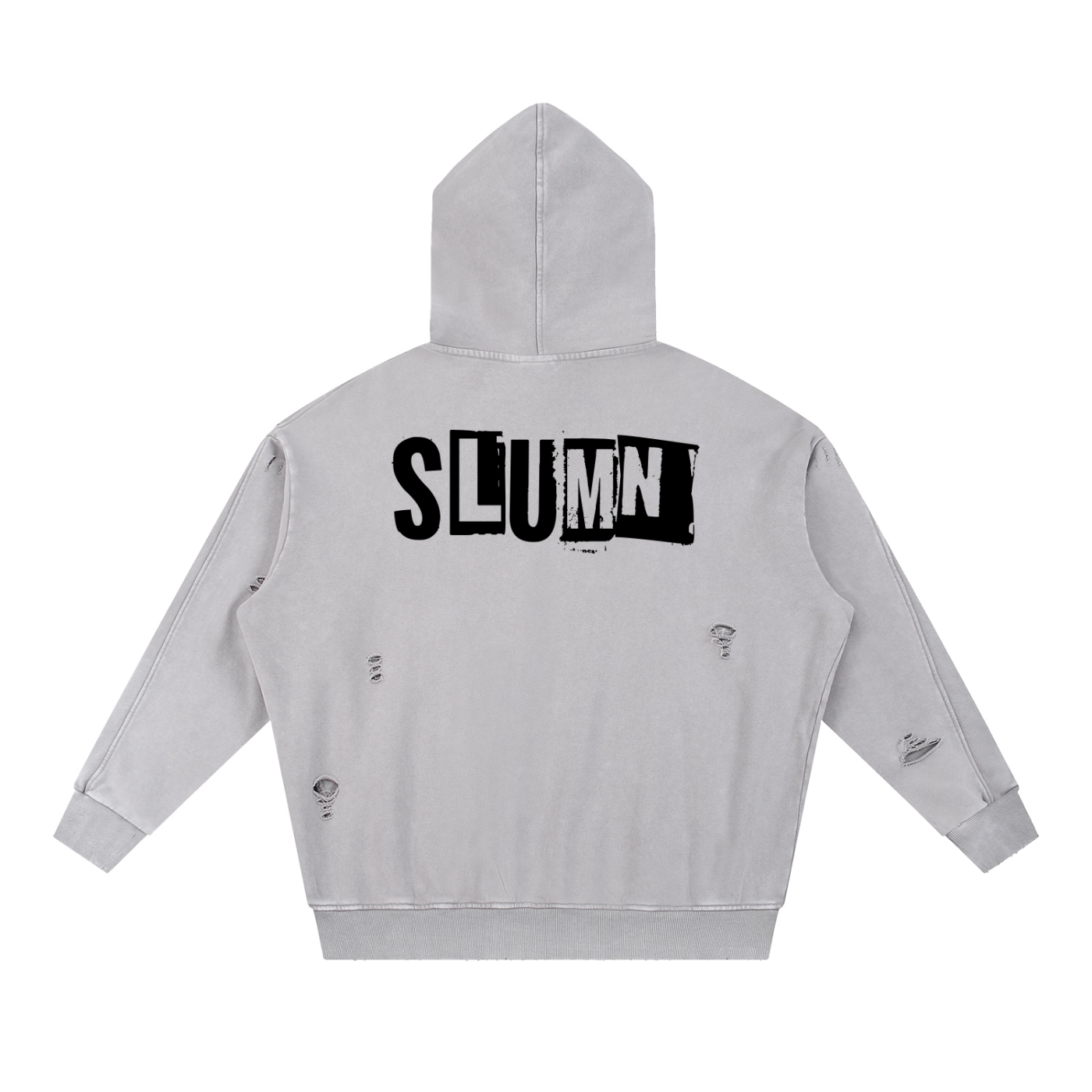 SLUMn Snow Washed Distressed Panel Pocket Hoodie