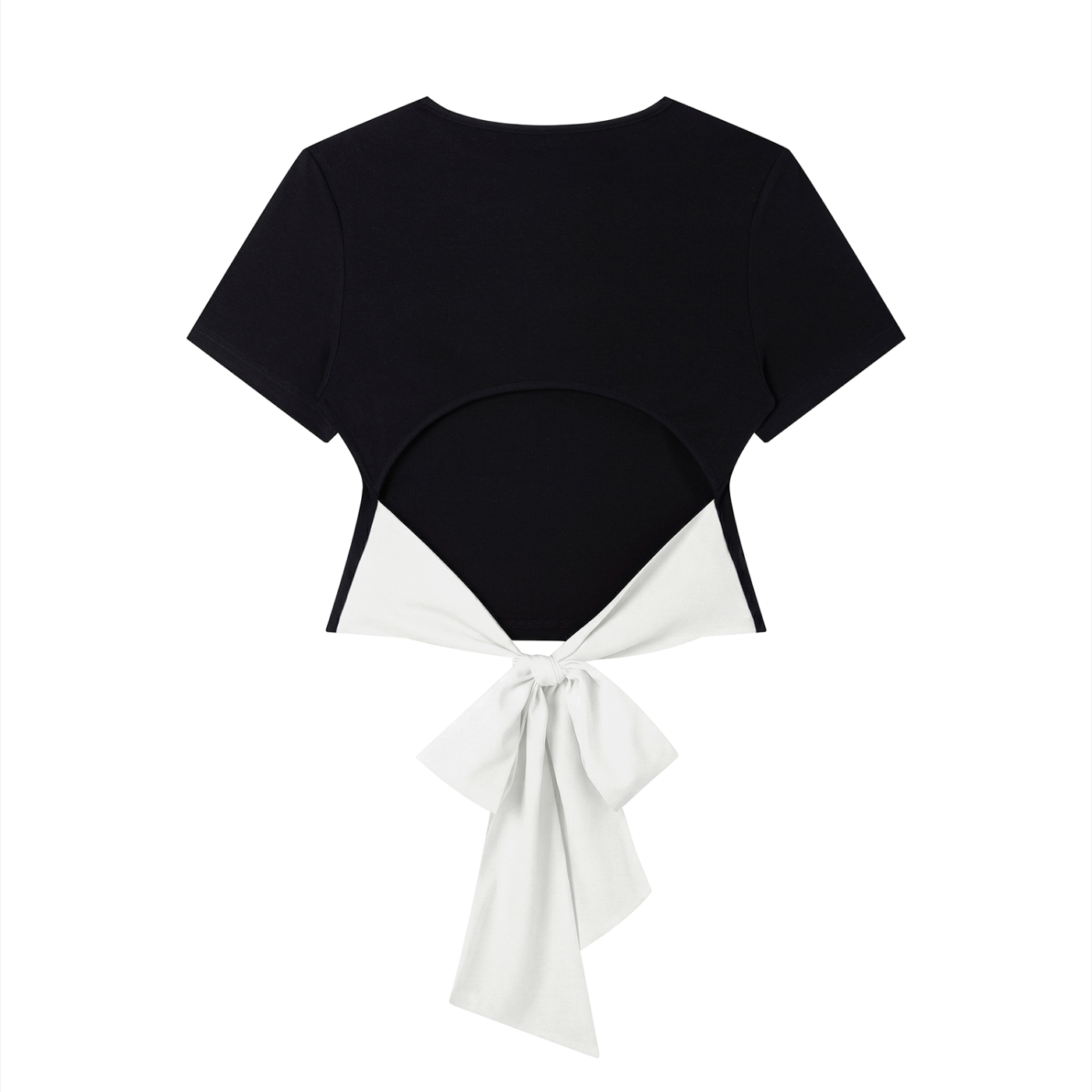 SLUMn Women's Cropped Bodycon Tee – Patchwork Knotted Detail