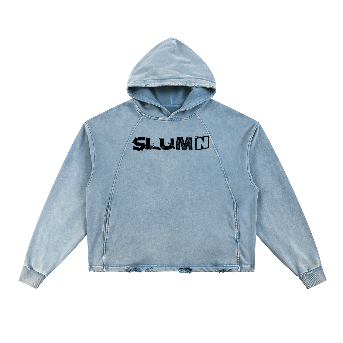 Vintage Washed Frayed-Hem Hoodie