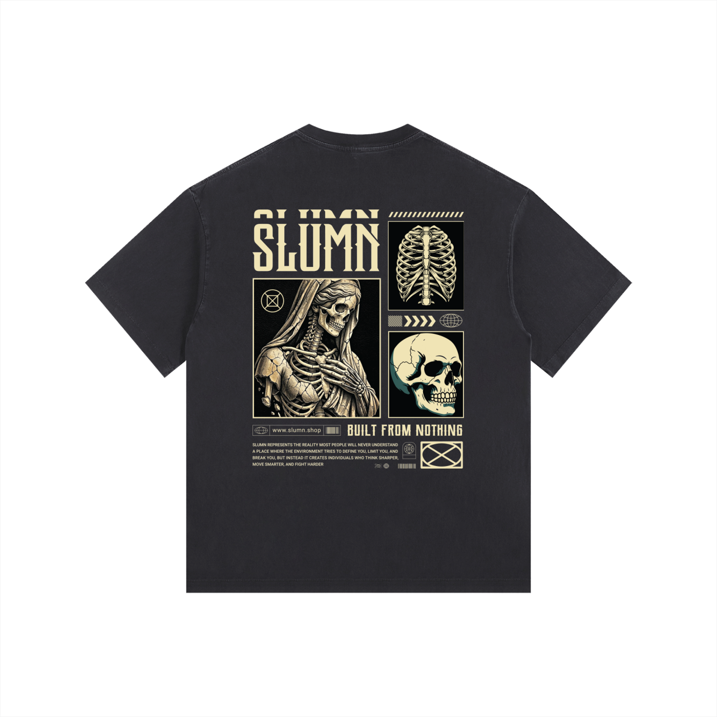 SLUMn built from nothing Vintage Washed Oversized Cotton Tee - Premium Heavyweight 260gsm