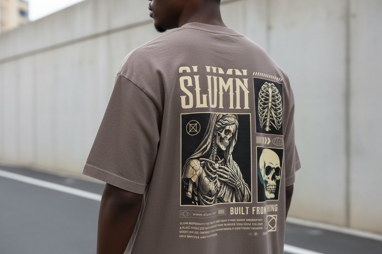 SLUMn built from nothing Vintage Washed Oversized Cotton Tee - Premium Heavyweight 260gsm