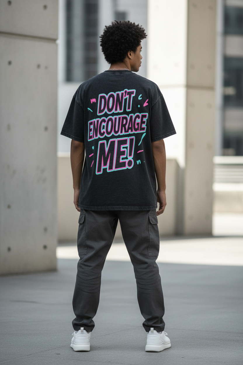 SLUMn Don't Encourage Me Snow Washed Oversized Cotton Tee