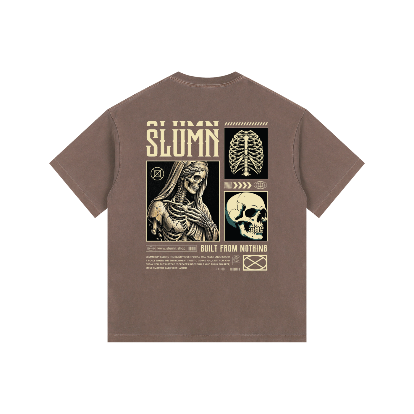 SLUMn built from nothing Vintage Washed Oversized Cotton Tee - Premium Heavyweight 260gsm