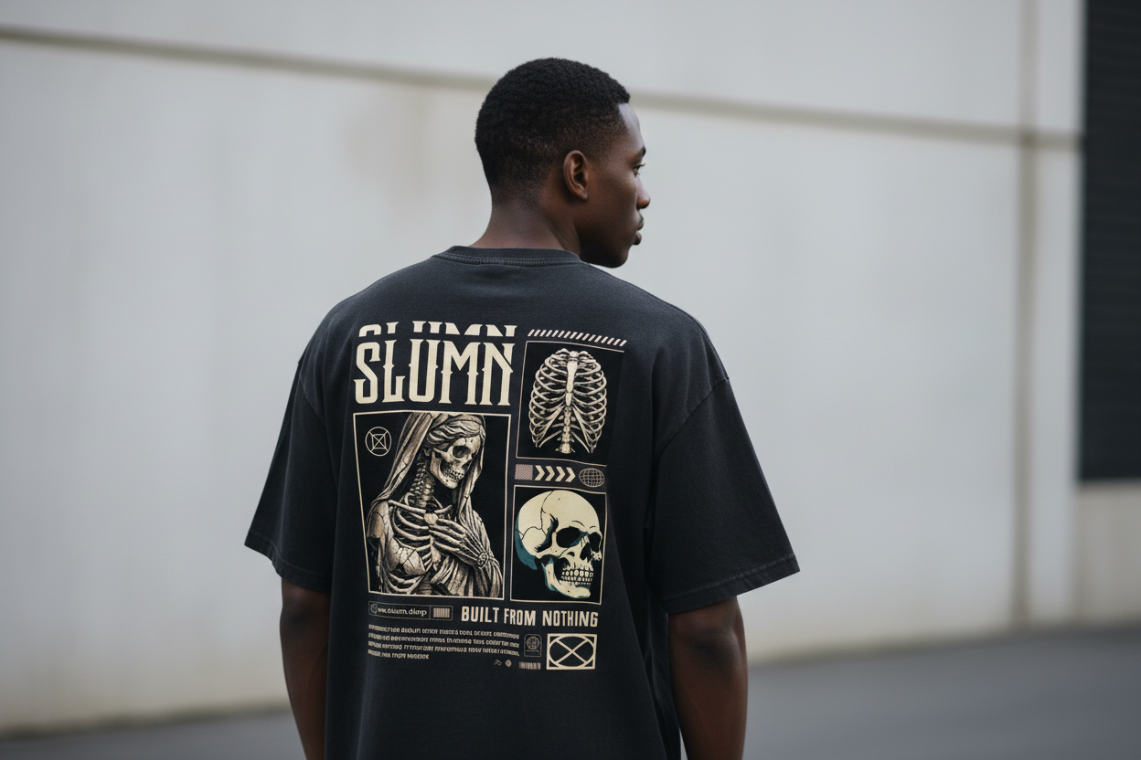 SLUMn built from nothing Vintage Washed Oversized Cotton Tee - Premium Heavyweight 260gsm
