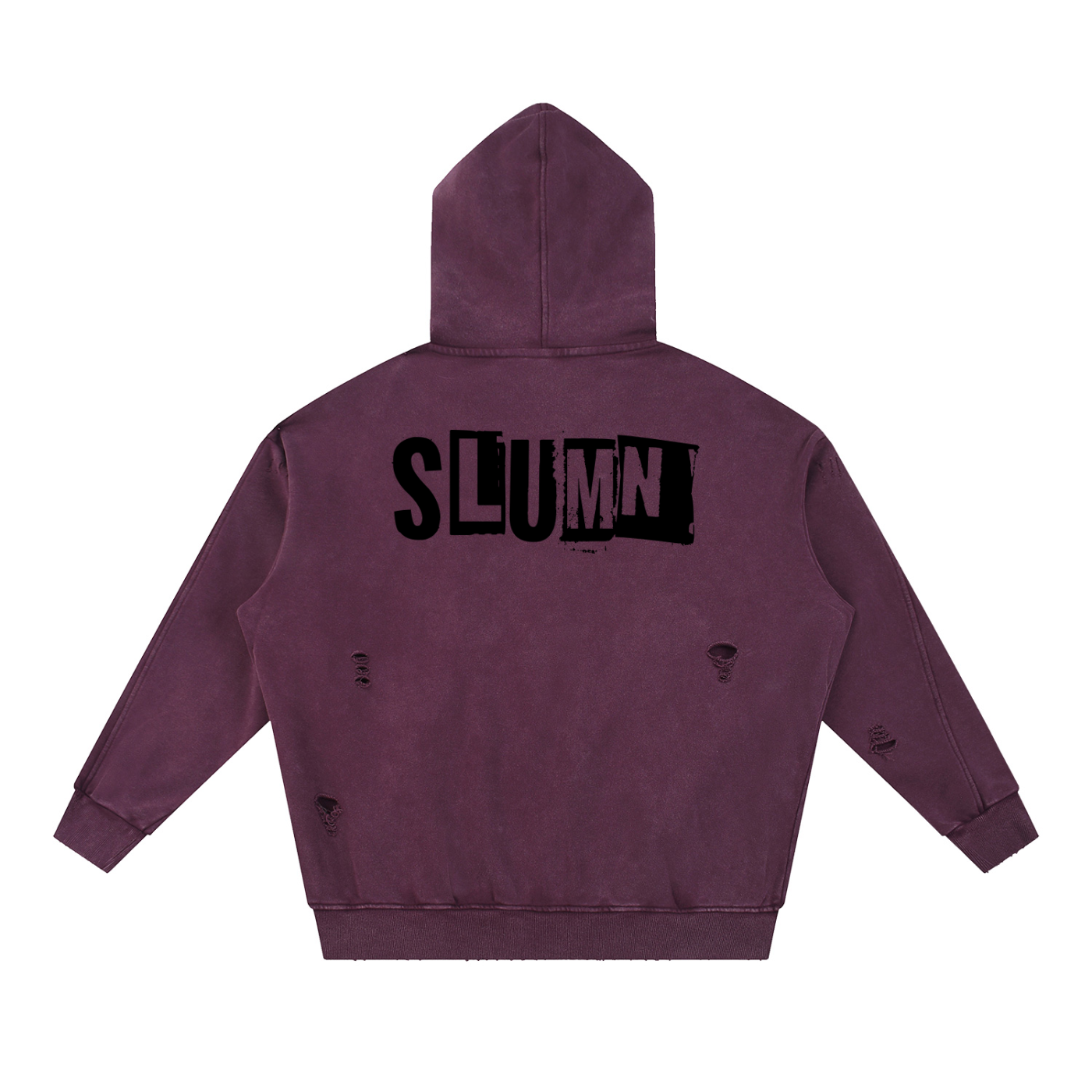 SLUMn Snow Washed Distressed Panel Pocket Hoodie