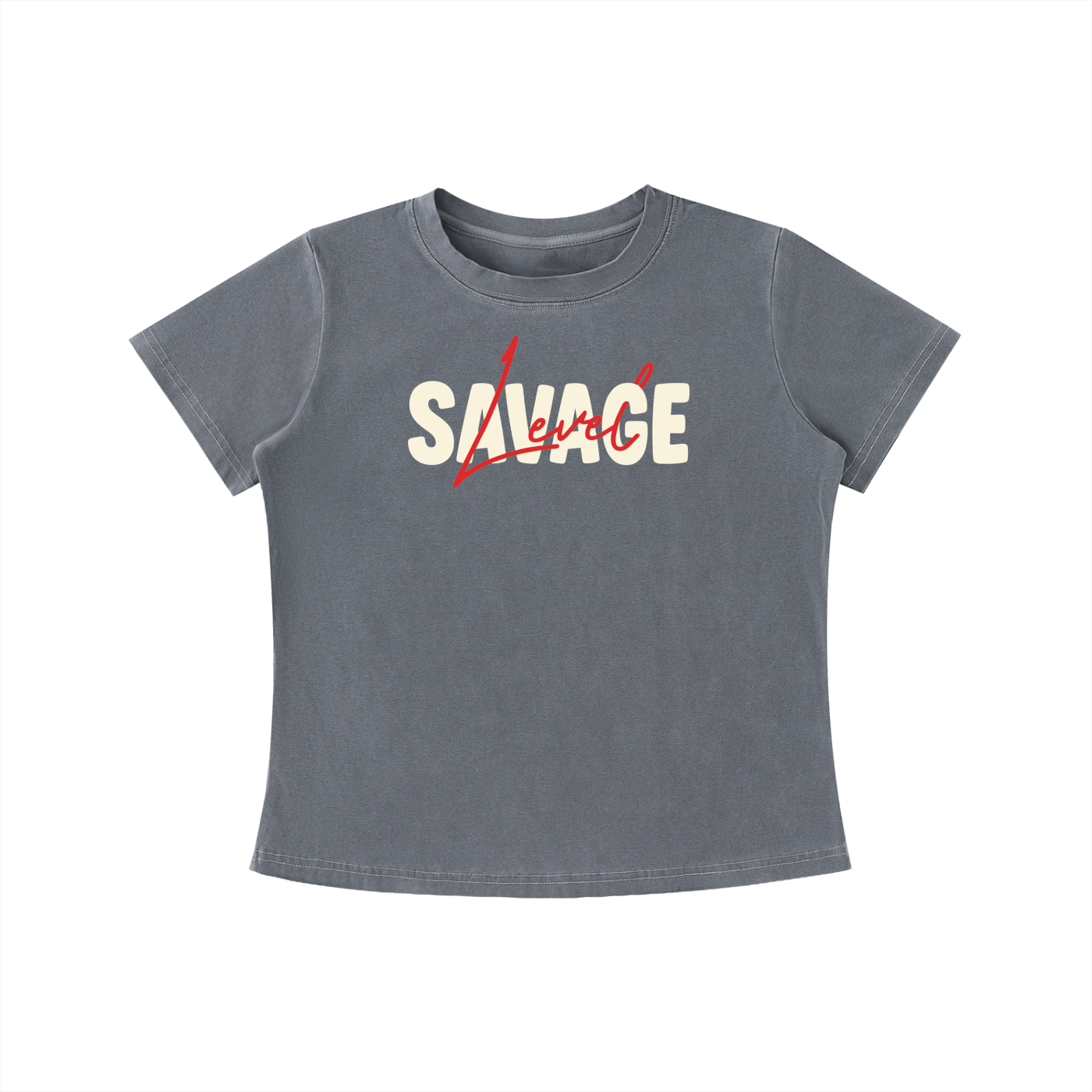 SLUMn Savage Women's Vintage Wash Drop-Shoulder Crop Tee