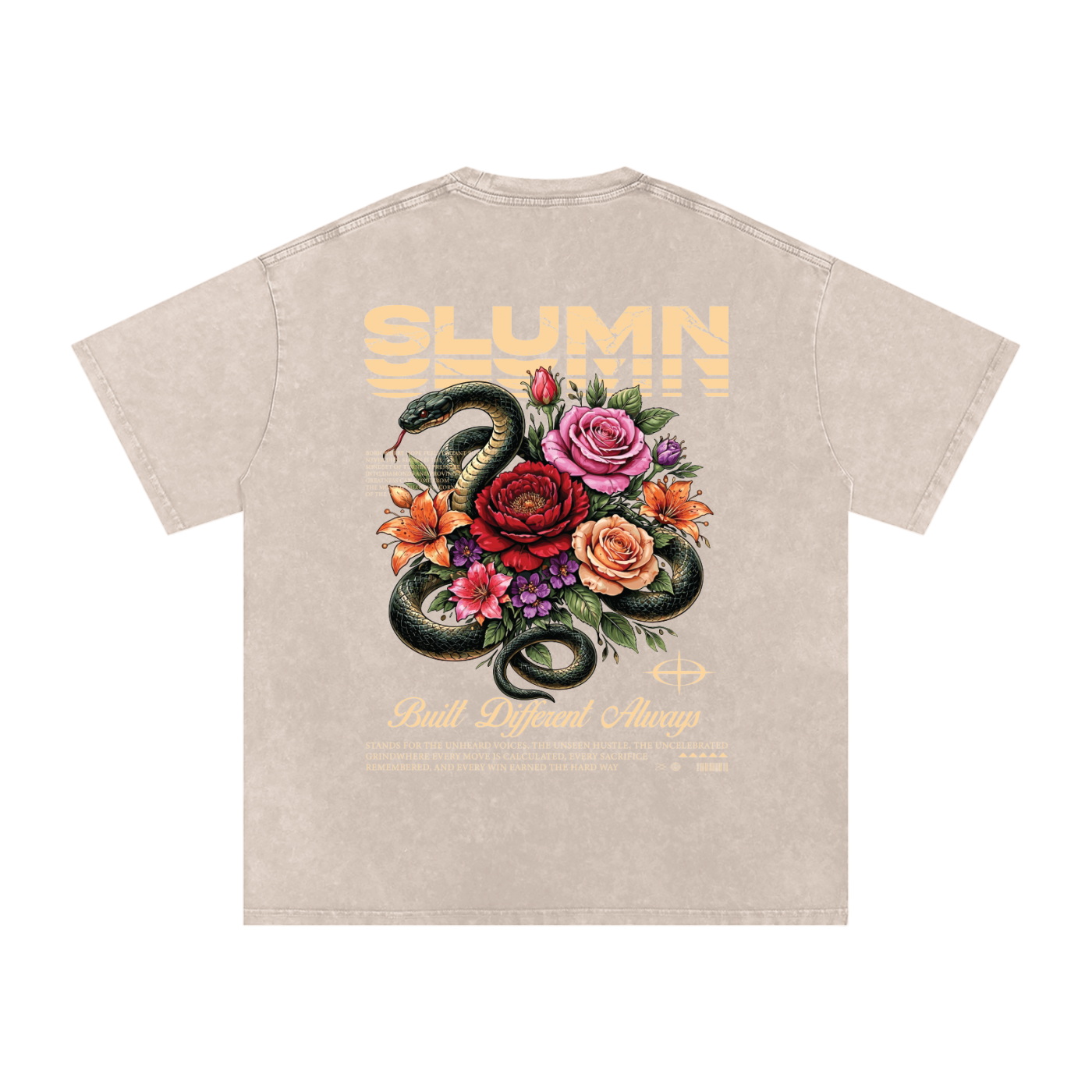 SLUMn Built Different Snow Washed Oversized Cotton T-Shirt
