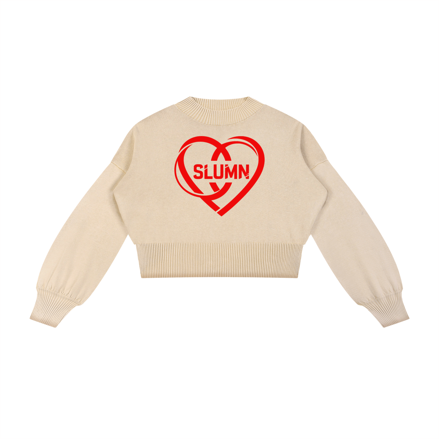 Mineral Wash Balloon Sleeve Cropped Sweater