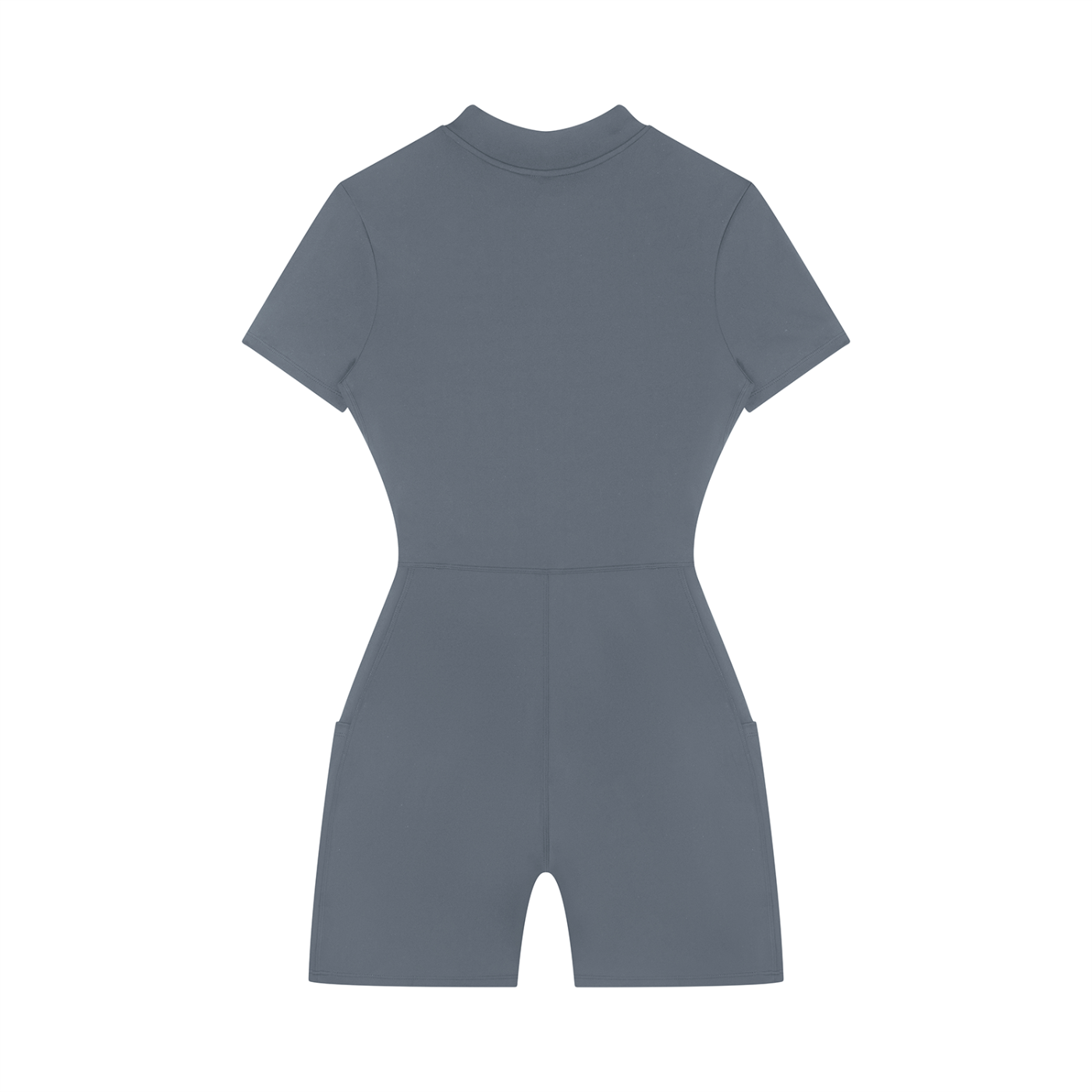 Quarter-Zip Short Sleeve Romper – Stretch Nylon Bodycon