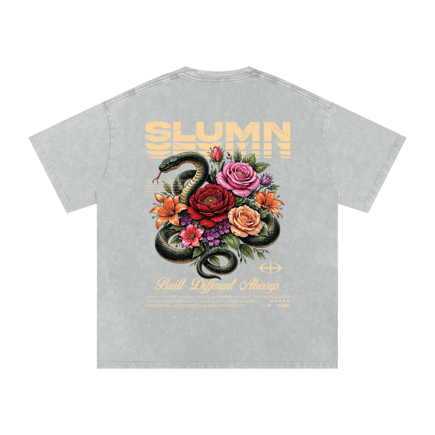 SLUMn Built Different Snow Washed Oversized Cotton T-Shirt