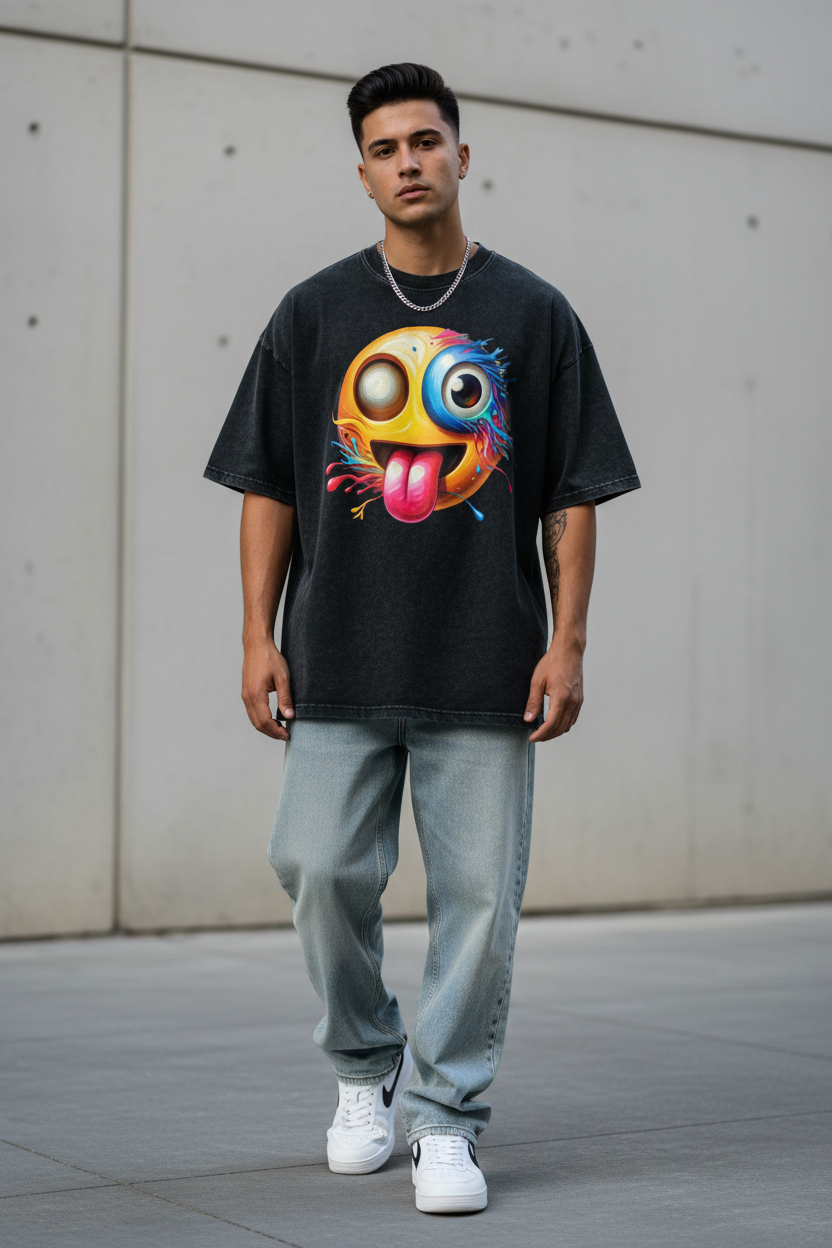 SLUMn Don't Encourage Me Snow Washed Oversized Cotton Tee