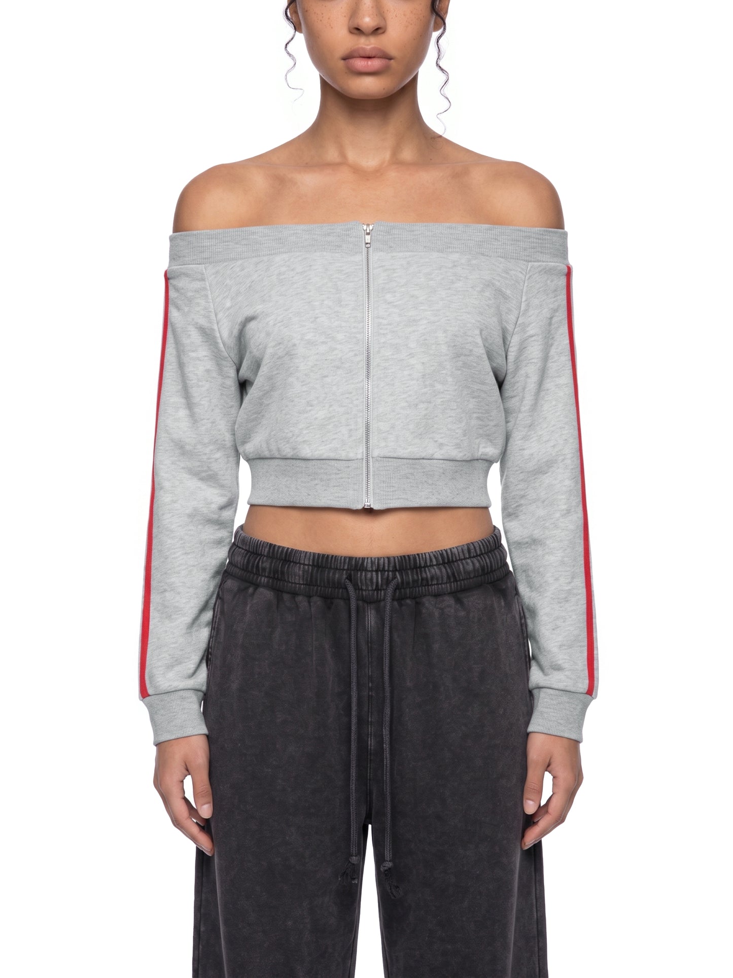 SLUMn Women's Off-Shoulder  Zip up