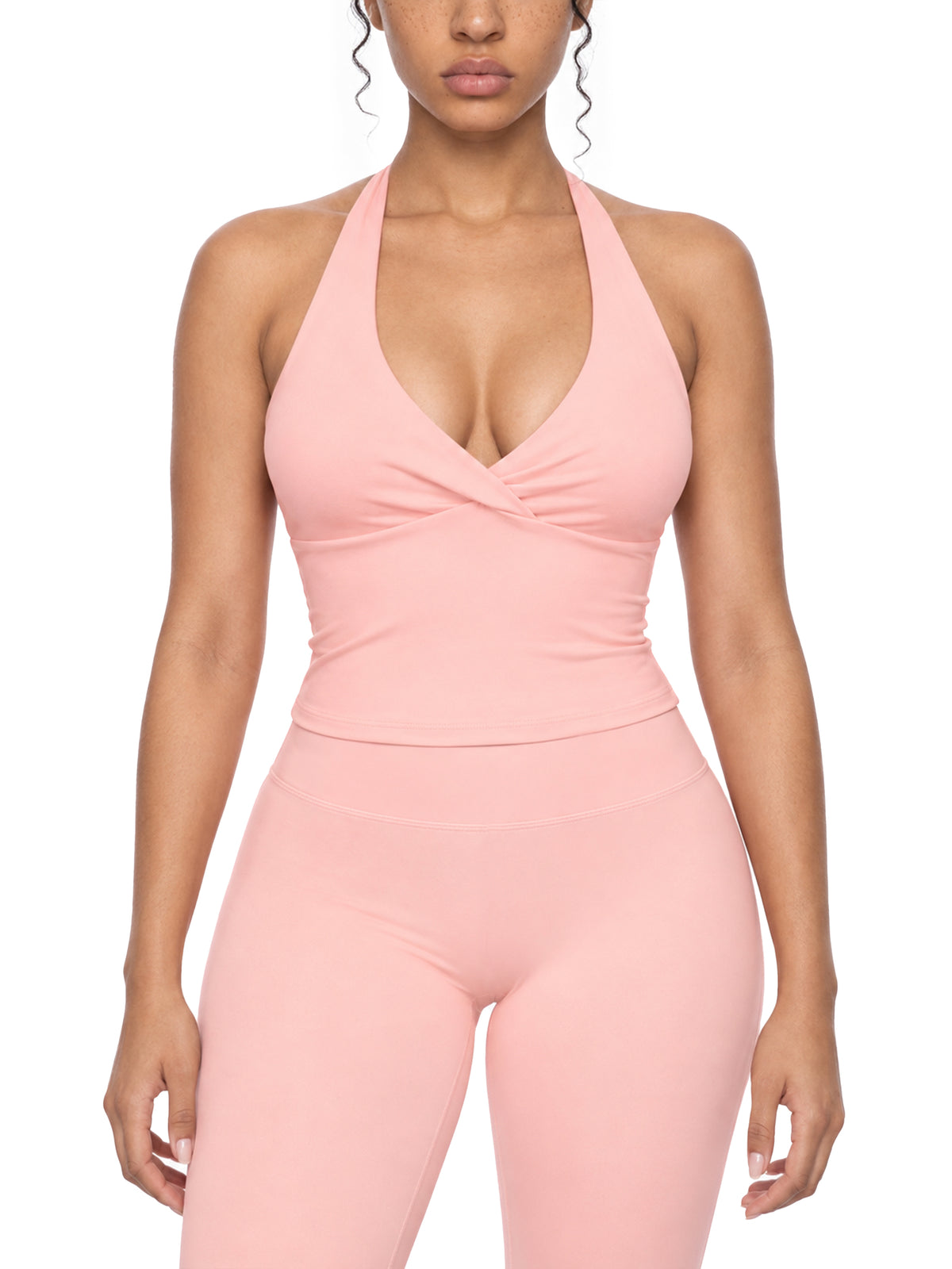 SLUMn Ruched Halter Yoga Crop Tank Top